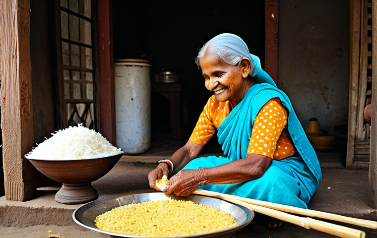 가족과 함께하는 전통 명절 음식 만들기 - "A heartwarming scene of a Bengali grandmother (Dida) and mother in a traditional kitchen, lovingly ...