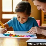 아이와 함께하는 미니어처 공예 - **Prompt:** A heartwarming scene of a child, about 7-8 years old, and an adult (parent/guardian) sit...