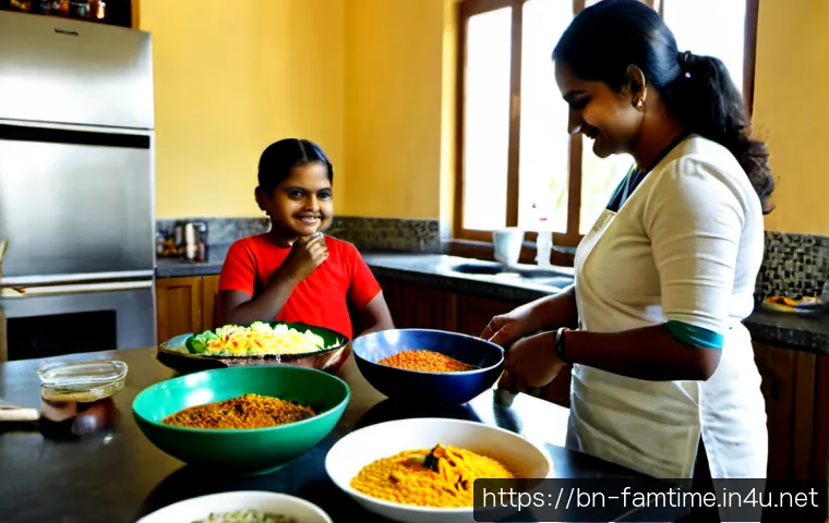 가족 요리 대결 아이디어 - Photorealistic family cooking challenge in a bright, welcoming Bengali home kitchen, two teams of pa...